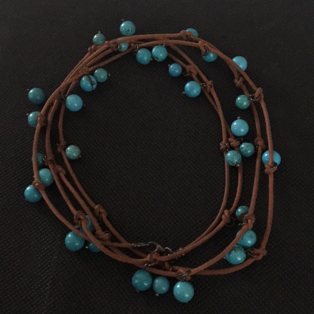 Turquoise and leather necklace